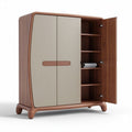 Armoire en bois avec portes beige et étagères intérieures 80 x 40 x 120cm